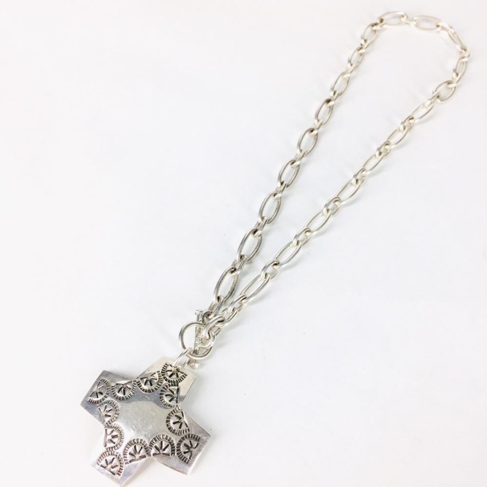 925 Sterling Silver Western Cross Necklace